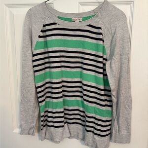 Merona Gray and Green Striped Top
